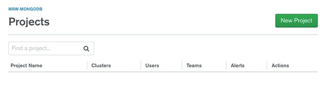 Schermata iniziale dei progetti in MongoDB Atlas