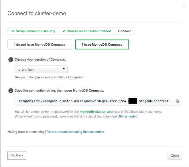 Istruzioni per collegarsi ad Atlas via MongoDB Compass