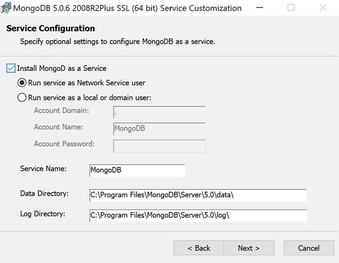 installazione di mongodb in windows 10 come servizio