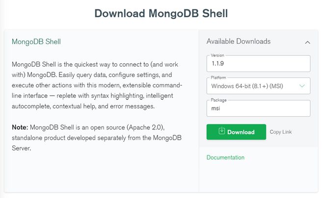 pagina download MongoDB Shell