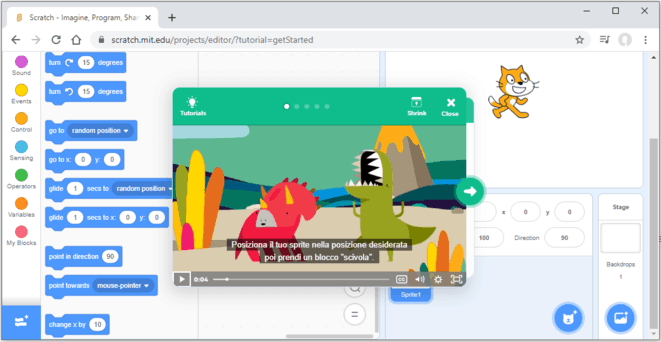 L'interfaccia a blocchi di Scratch