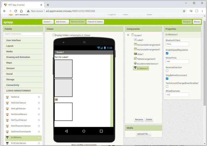 L'interfaccia di App Inventor