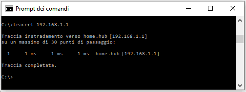 tracert 192.168.1.1