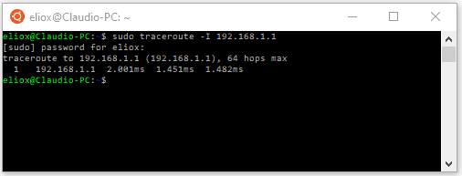 traceroute -I 192.168.1.1