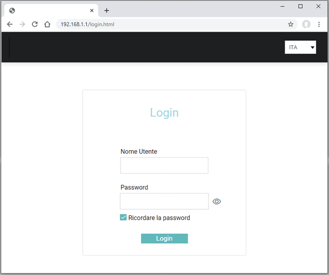 Esempio schermata accesso router