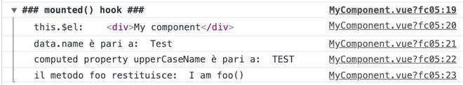 output del lifecycle hook mounted()