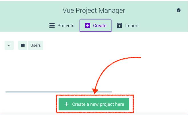 creazione di un nuovo progetto in vue cli in modalità gui