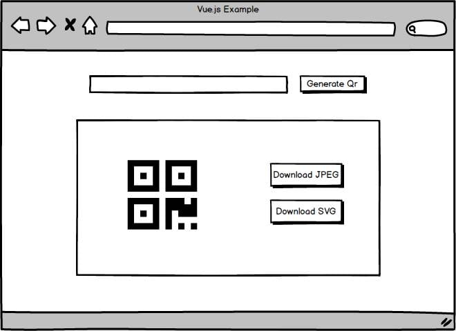 wireframe applicazione per generare dei codici QR