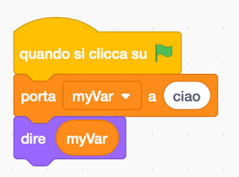 Esempio di utilizzo delle variabili in Scratch