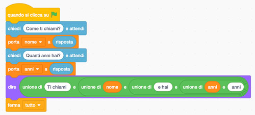 Esempio più articolato di utilizzo delle variabili in Scratch