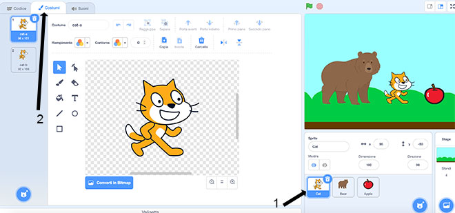 Modificare un Costume in Scratch