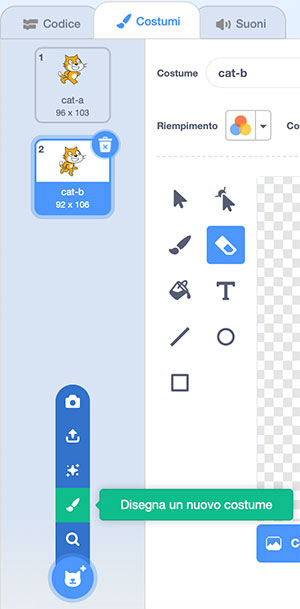 Crea un nuovo Costume in Scratch