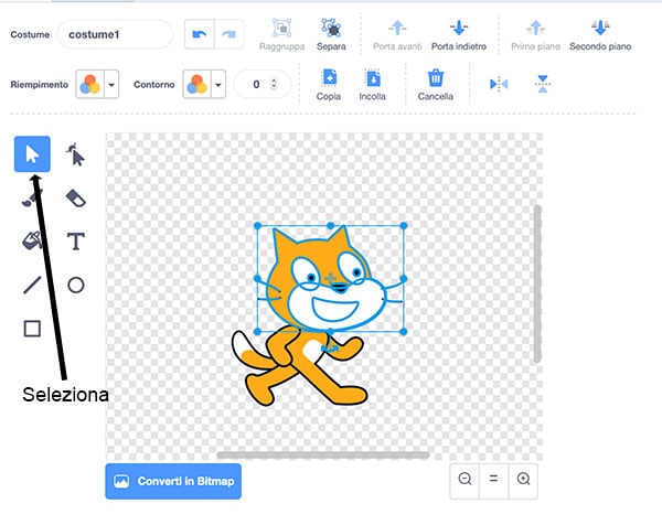 Lo strumento Seleziona