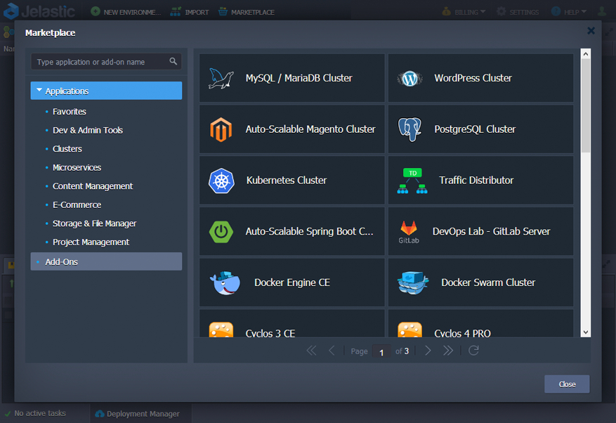 Jelastic Cloud - Marketplace