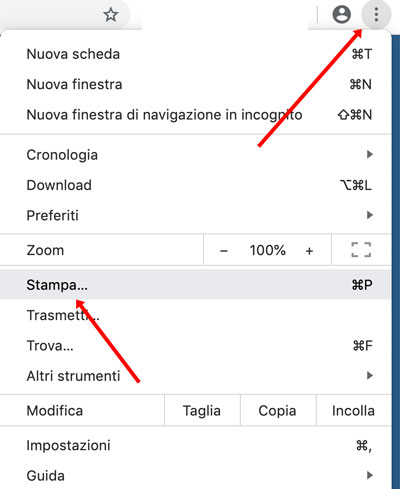 Avviare un processo di stampa in Google Chrome