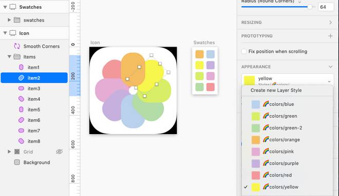 esempio selezione stile dopo aver generato gli elementi con rotate copies