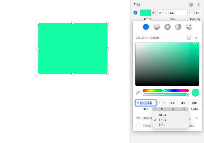 selezione modello dei colori in sketch