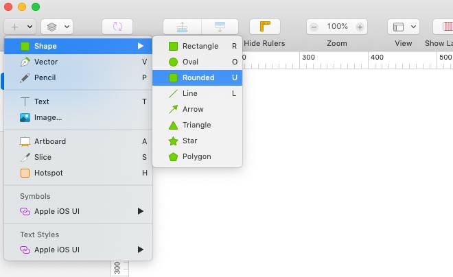 strumento inserisci forma in Sketch