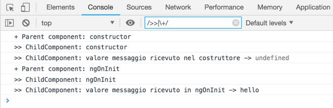 output console esempio ngOnInit