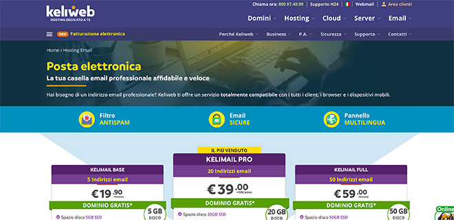 Offerte posta elettronica da Keliweb