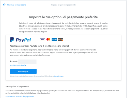 Opzioni pagamento