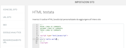 HTML testata