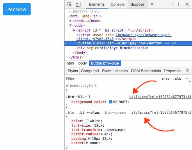 devtools senza sourcemaps css