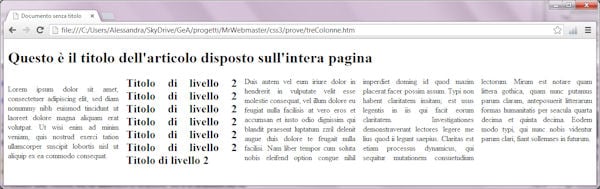 il numero delle colonne è determinato dalla loro larghezza