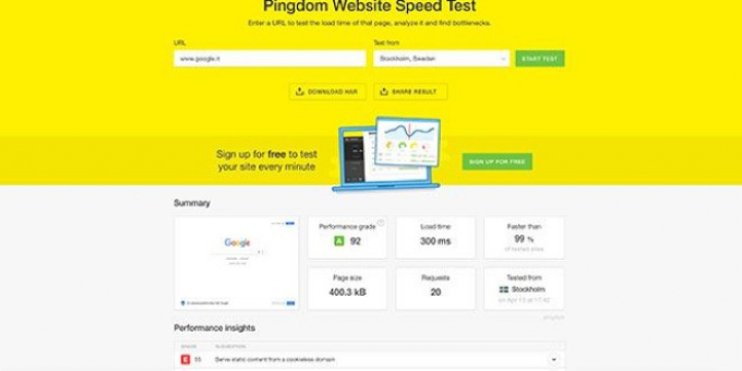 Pingdom Website speed test