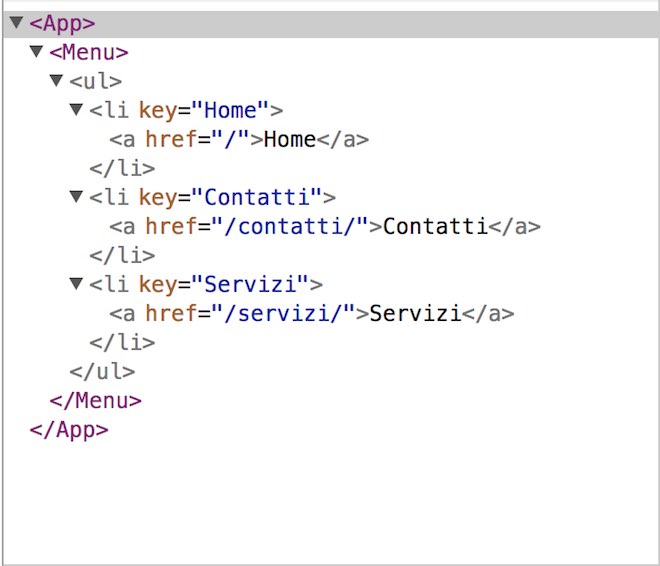 Codice JSX del componente Menu 