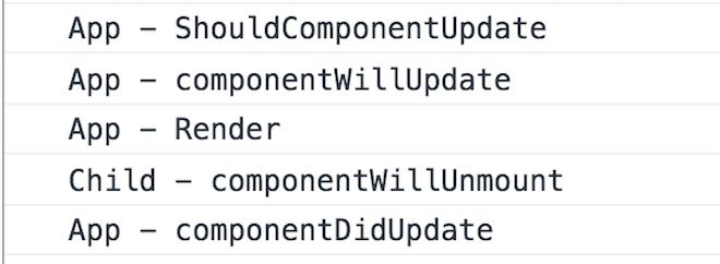 Output in console della fase di distruzione di un componente