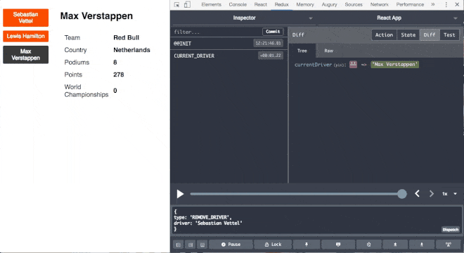 react redux dev tools remove driver action.gif