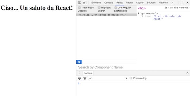 screenshot della prima applicazione in react