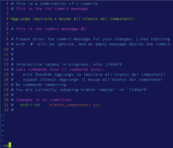 git rebase salvataggio dei messaggi dei commit nel processo di rebase interattivo