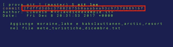 output comando git log