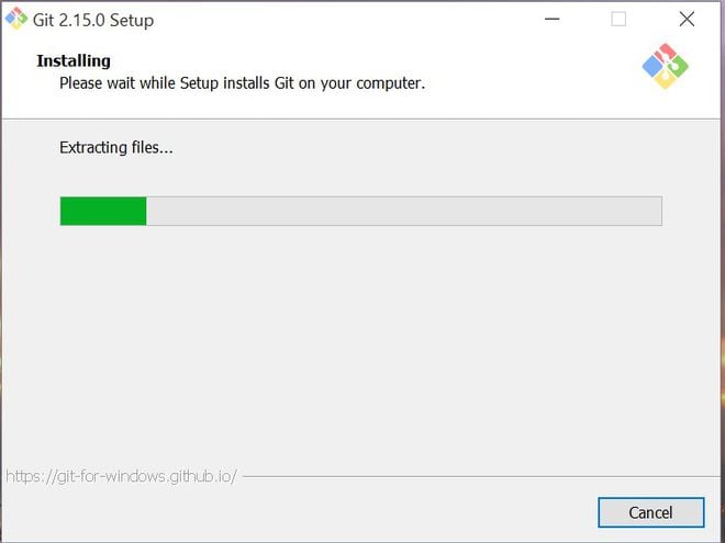 step 10 del processo d'installazione git su windows