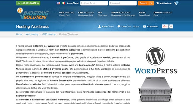 Hosting WordPress di VHosting Solution