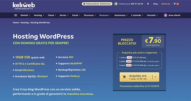 Hosting WordPress di Keliweb