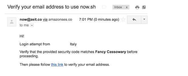 Mail di conferma login zeit now