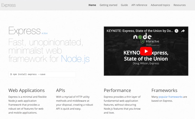 Express Node.js Framework per applicazioni web