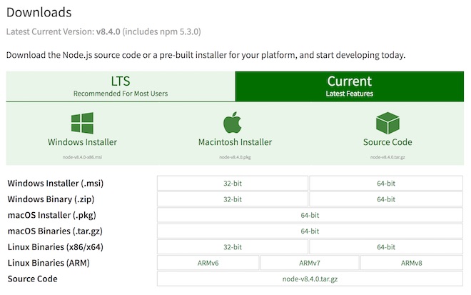 pagina download Node.js