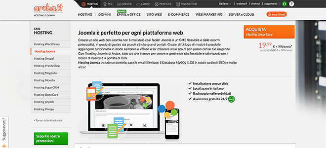 Hosting Joomla di Aruba