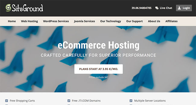 SiteGround hosting per e-commerce