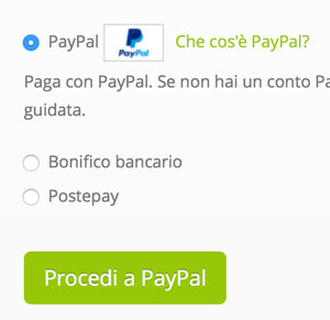 Il pulsante Procedi a PayPal