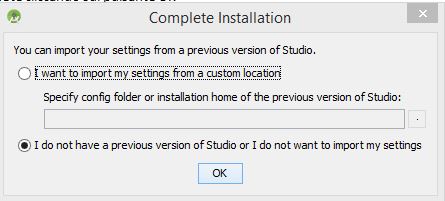 completare l'installazione di Android Studio