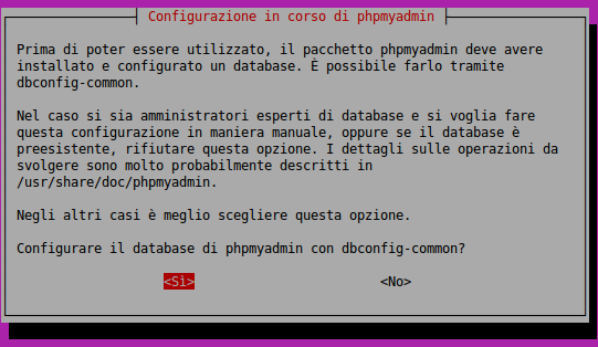 configurazione phpmyadmin