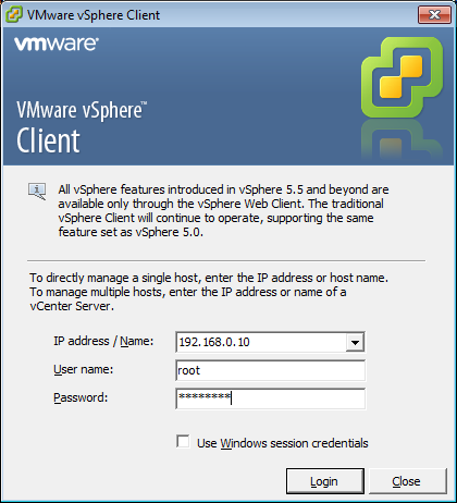 login vsphere client