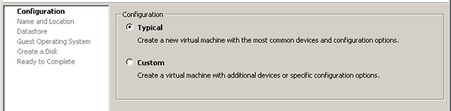 Configurazione Virtual Machine