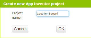 Creiamo un nuovo progetto di nome LocationSensor