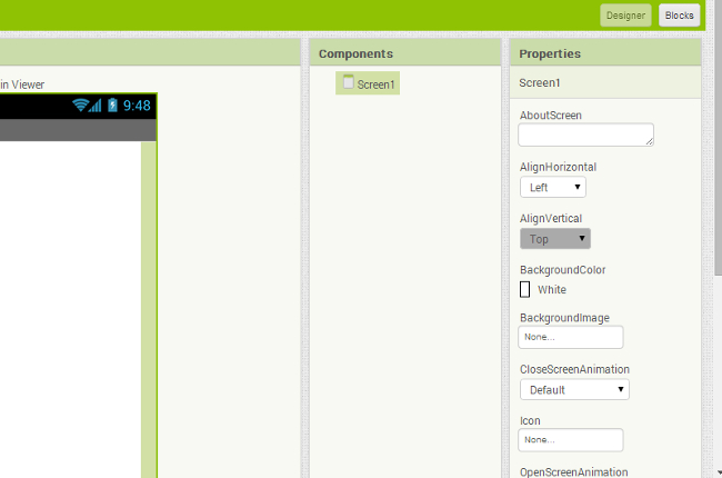 Schermata principale di controllo del progetto, scheda Designer